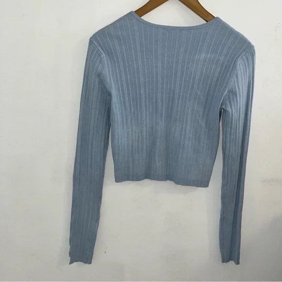 Garage Light Blue Ribbed Knit Top - Picture 4 of 11